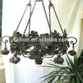 Antique Spanish Revival Wrought Iron Chandelier With Grape Leaves